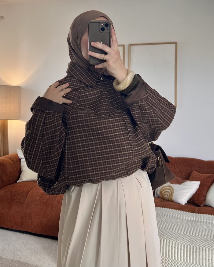 Veste à carreaux | Marron