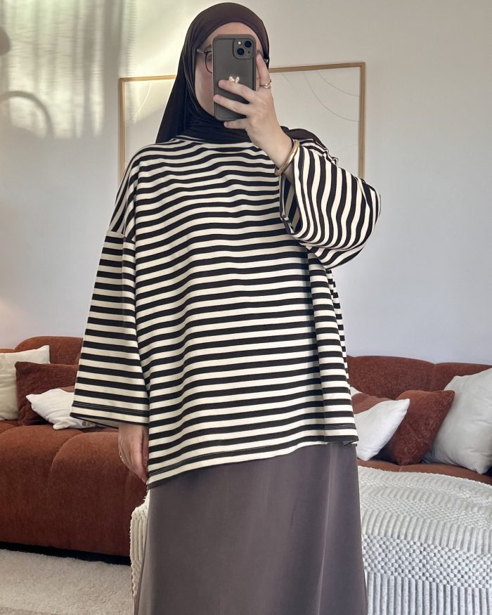 T-shirt marinière | Marron & beige