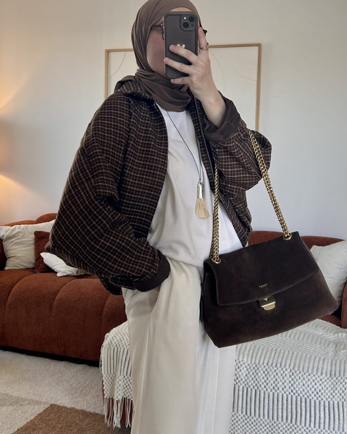 Veste à carreaux | Marron – Image 3