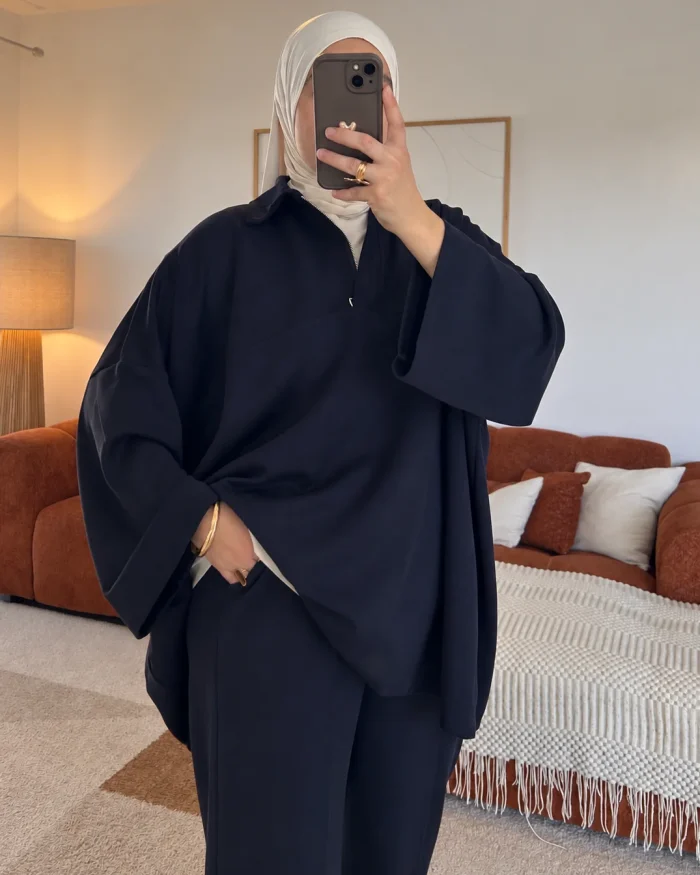 Ensemble Sweat zippé comfy | Bleu foncé – Image 3