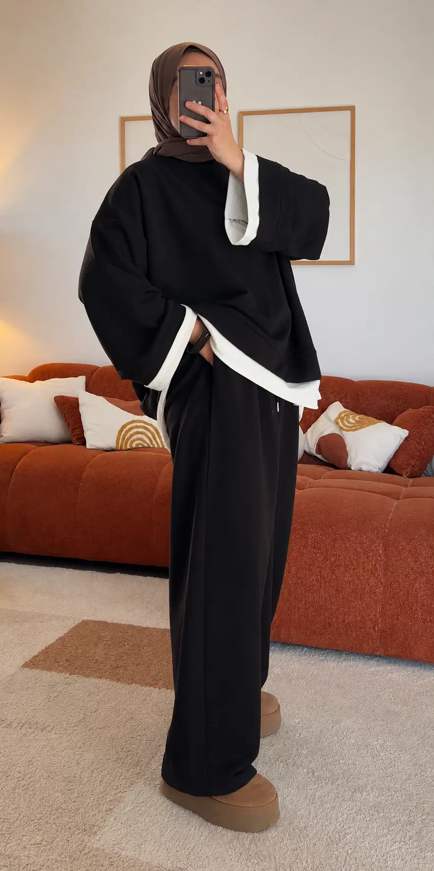 Pantalon jogger à jambes barrel | Marron – Image 2