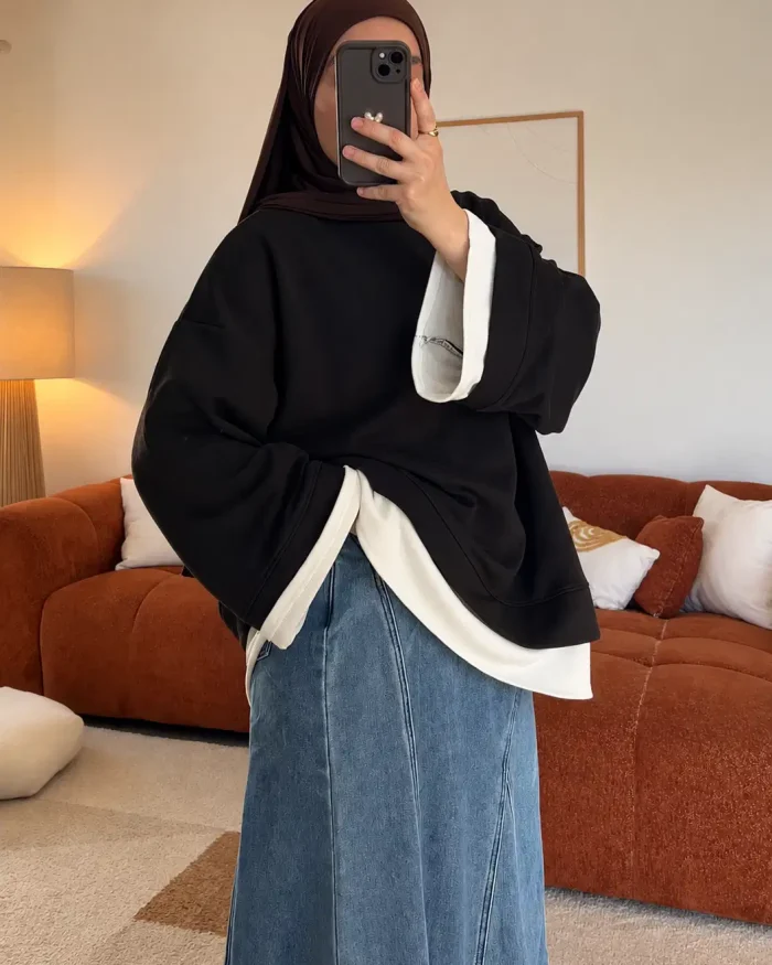 Sweat bicolore oversize | Marron