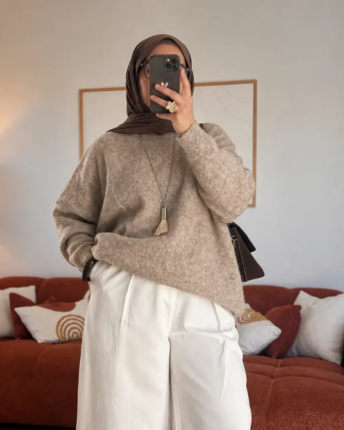 Pull décontracté en laine mélangée | Taupe